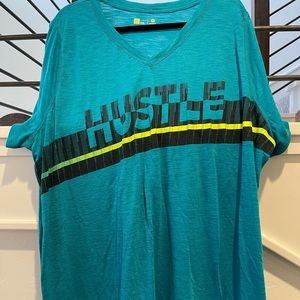 Turquoise black and yellow workout t shirt